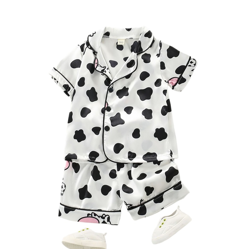 Summer Clothing Baby Girl - Kinder-Sommer-Baby-Jungen-Mädchen-Kurzarm-Satin-Bären-T-Shirts + Hosen, Heim-Pyjama, 2-teiliges Set,